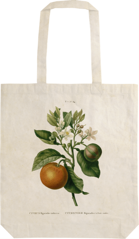 Stofftasche mit Vintagedruck Bitterorange