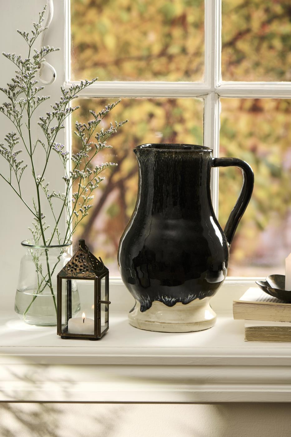 Vase mit Henkel rustikal blau Avignon – Die Alte Milchkammer