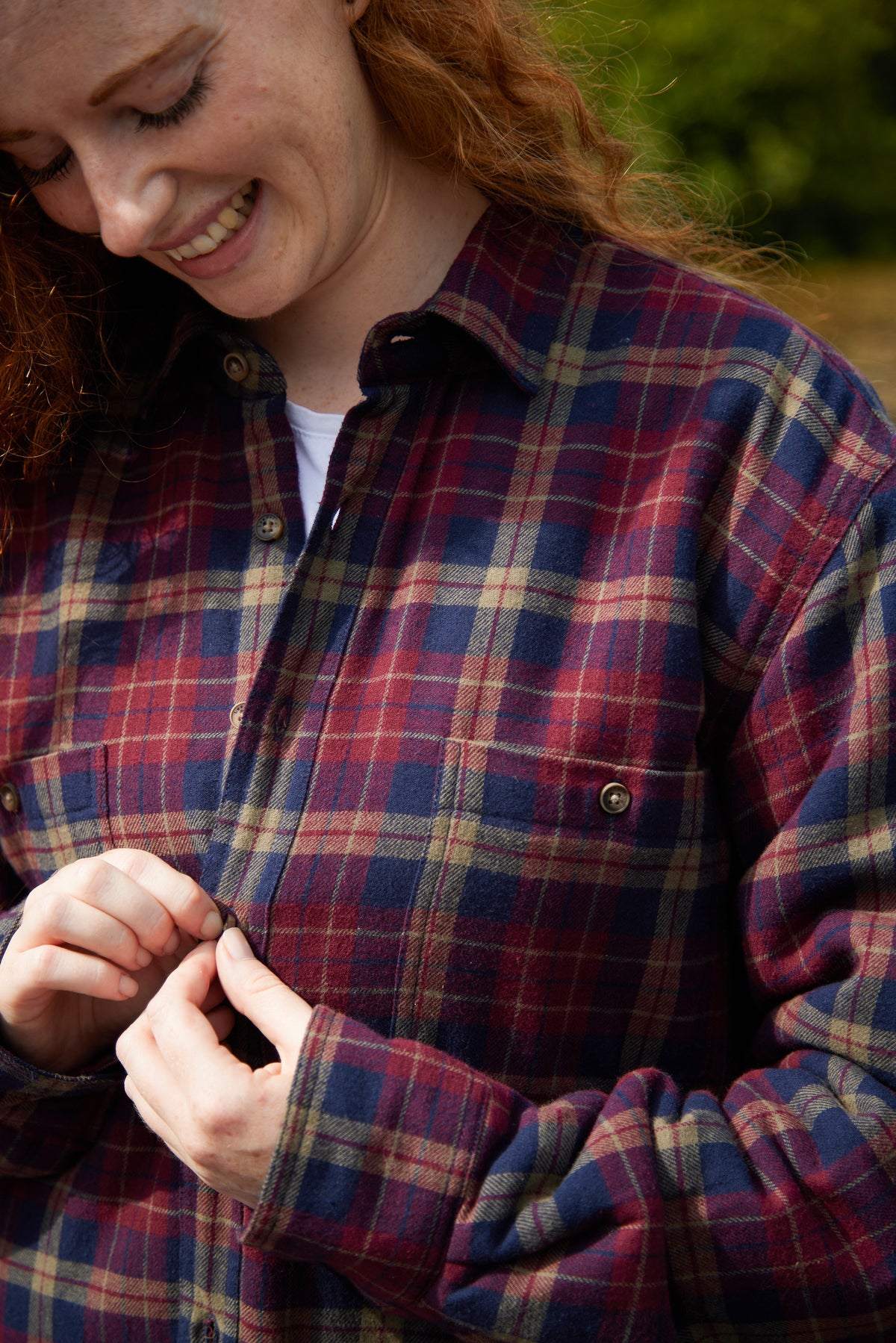 Flanellhemd mit Fleecefutter – Maroon/Navy kariert