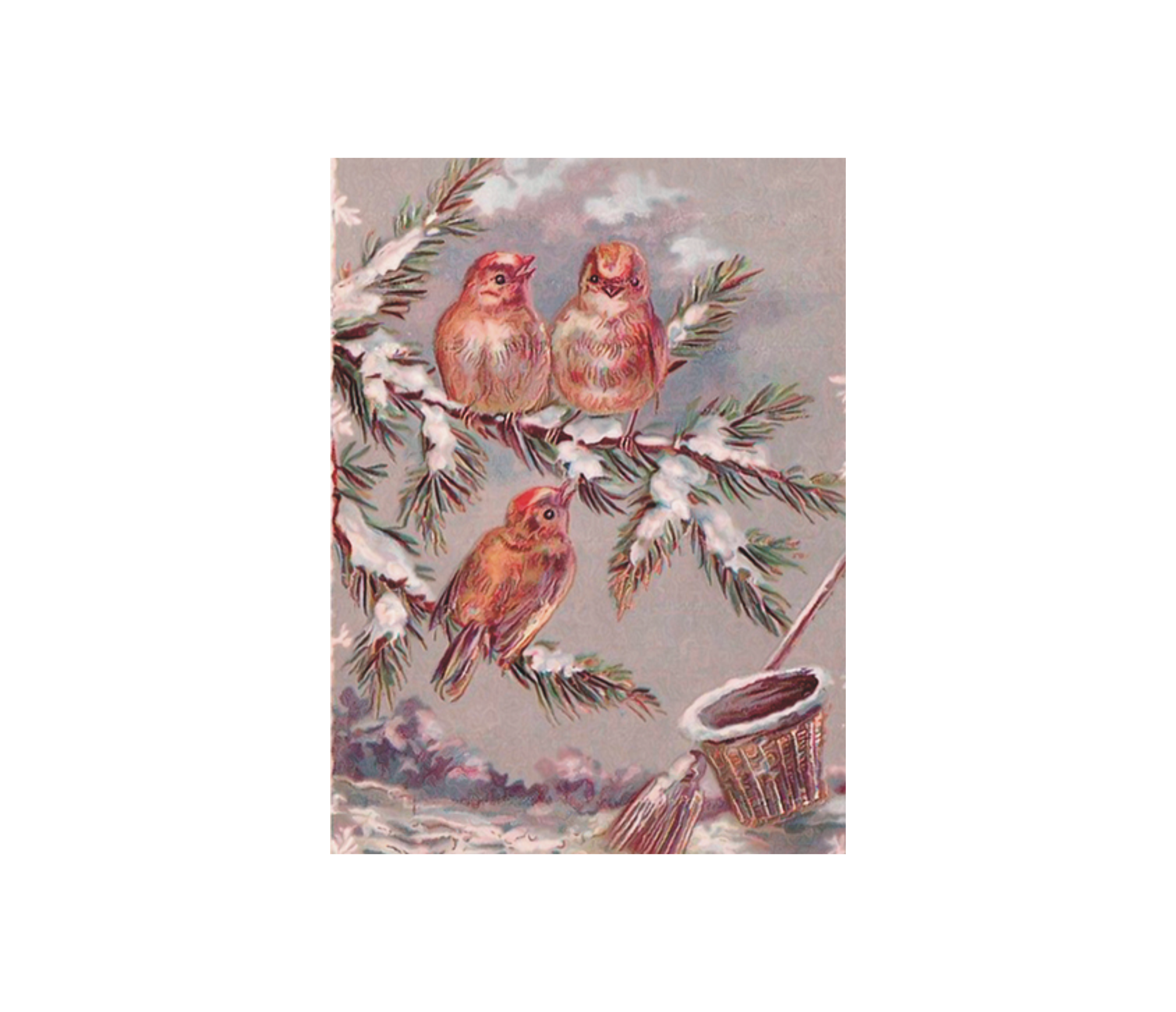 Kleine Doppelkarte mit Kuvert Vögel im Winter