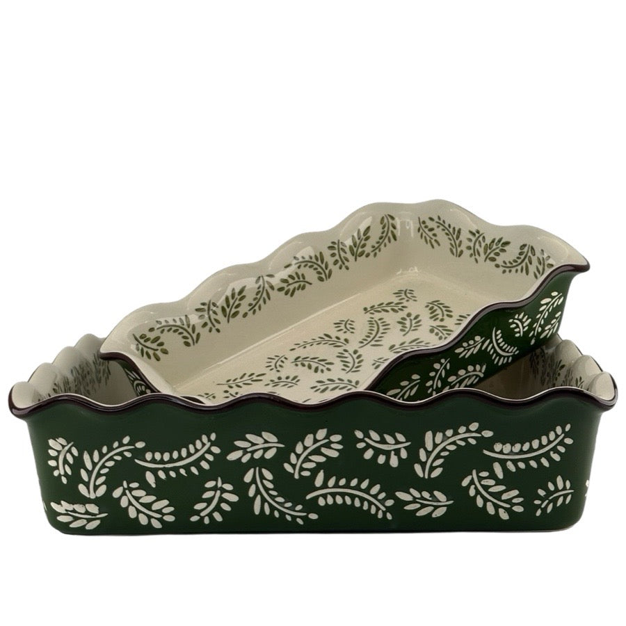Ofenschale Blattdekor 2er Set