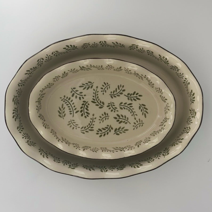 Ofenschale Blattdekor oval 2er Set