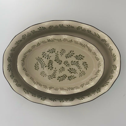Ofenschale Blattdekor oval 2er Set