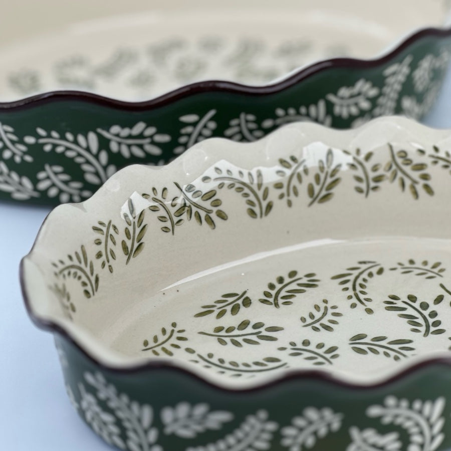 Ofenschale Blattdekor oval 2er Set