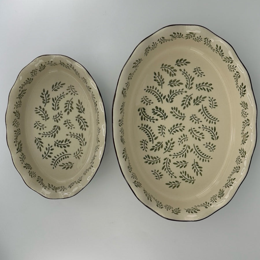 Ofenschale Blattdekor oval 2er Set