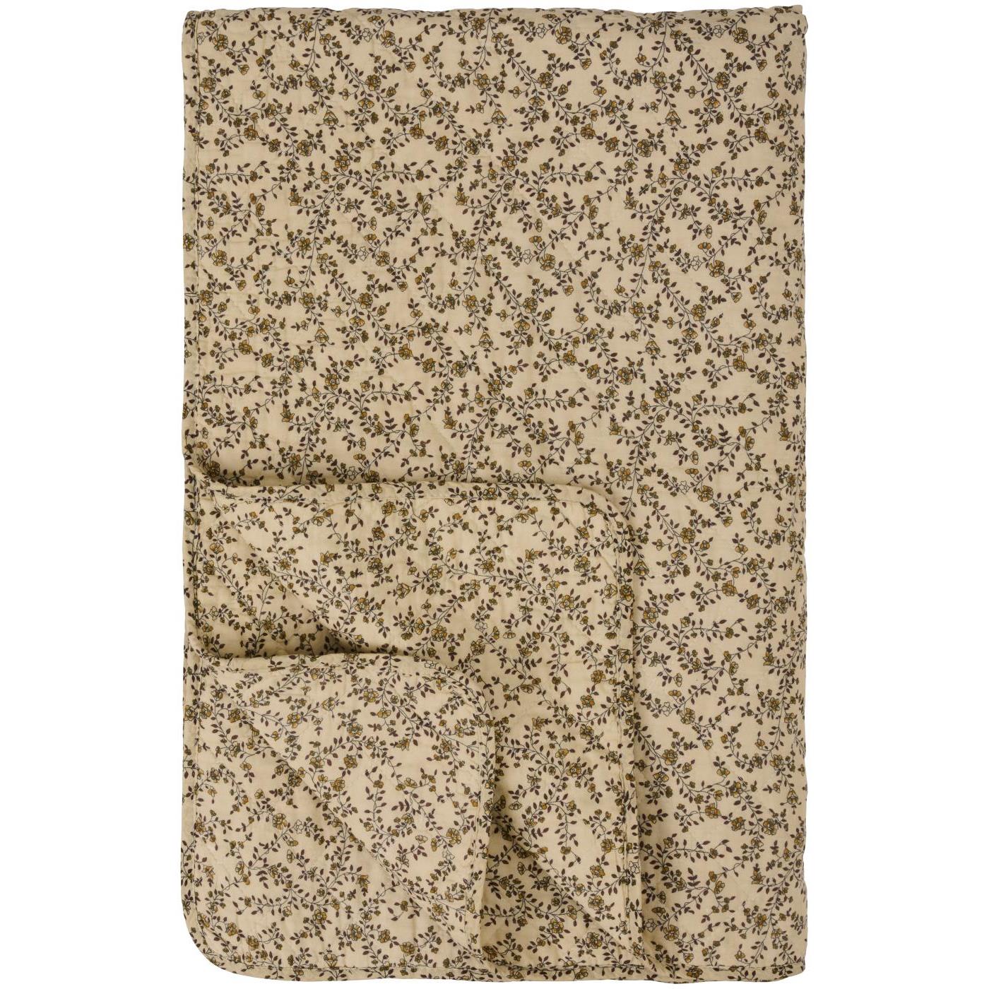 Quilt creme mit braunen Blumenranken