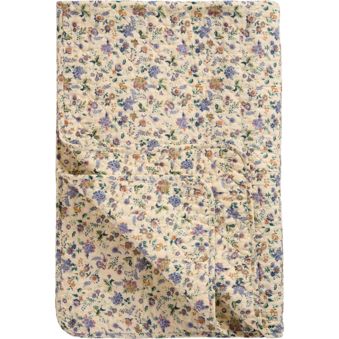 Quilt mit lila und braunen Blumen