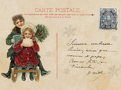 Kleine Doppelkarte mit Kuvert Nostalgische Weihnachten