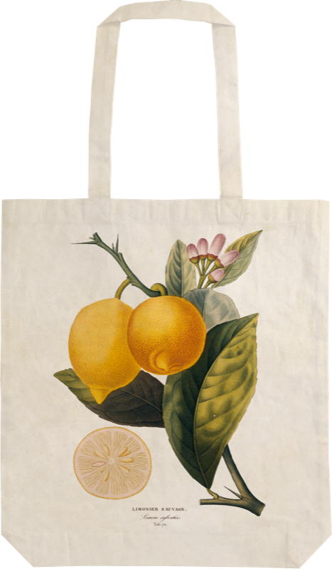 Stofftasche mit Vintagedruck Zitrone