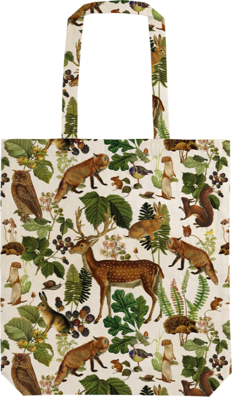 Stofftasche mit Vintagedruck Waldtiere