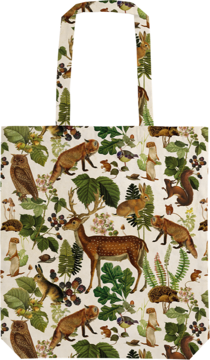 Stofftasche mit Vintagedruck Waldtiere
