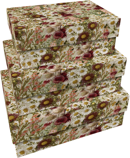 Papierschachteln mit Blumenmuster – 3er-Set