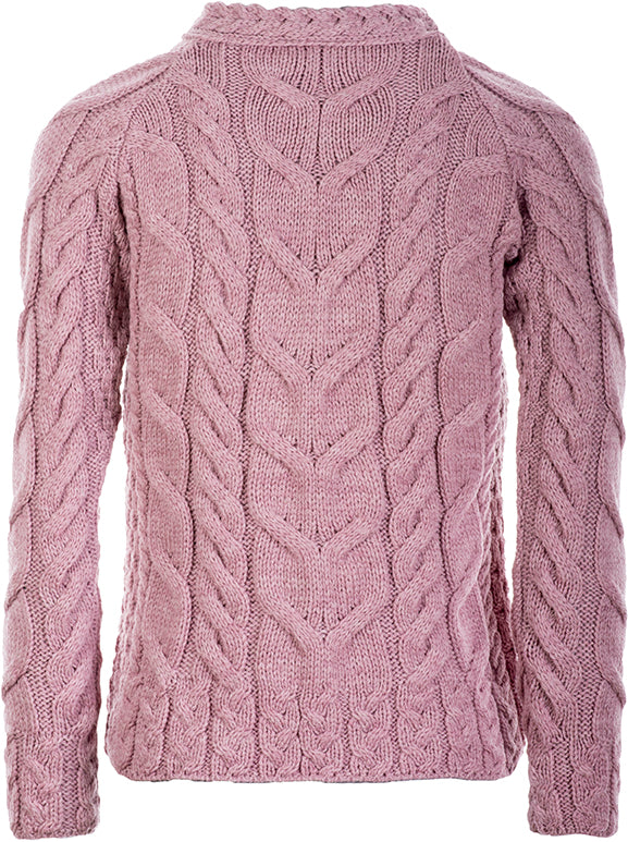 Superweicher Aran-Pullover mit Raglanärmeln - altrosa