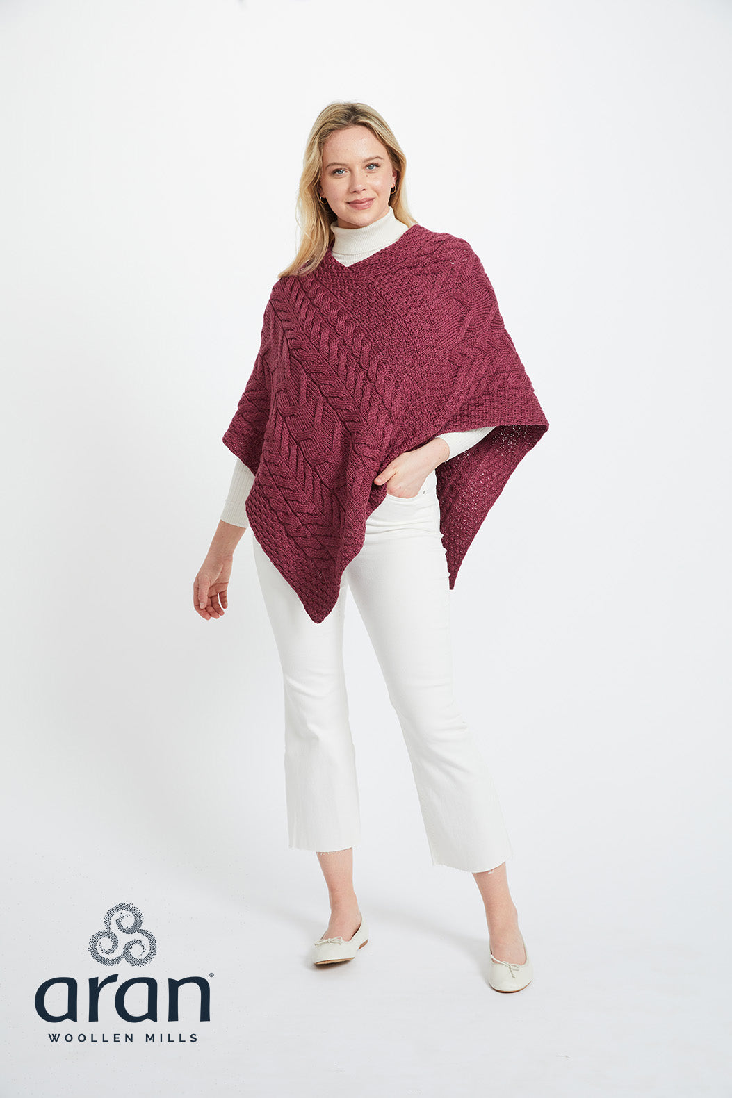 Aran Poncho Berry