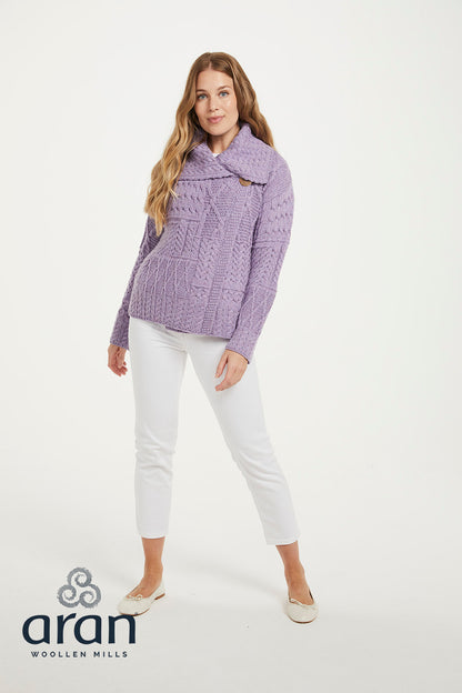 Damen Merino Cardigan mit Knopf und großem Kragen