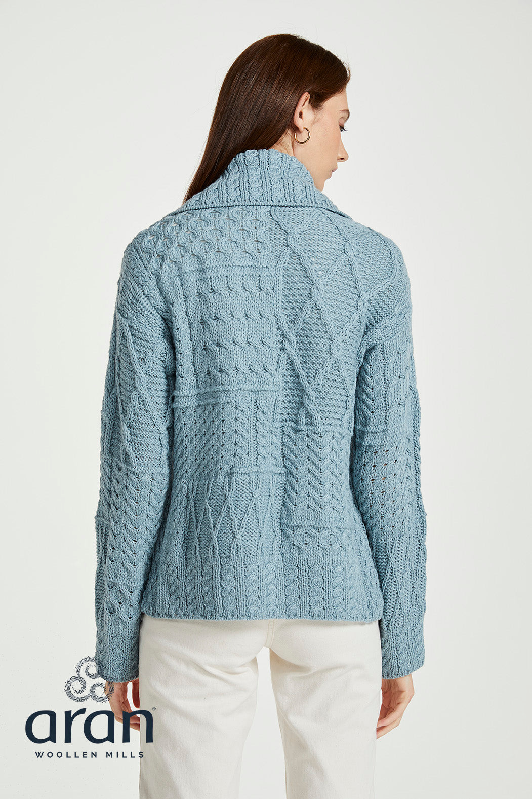 Damen Merino Cardigan mit Knopf und großem Kragen