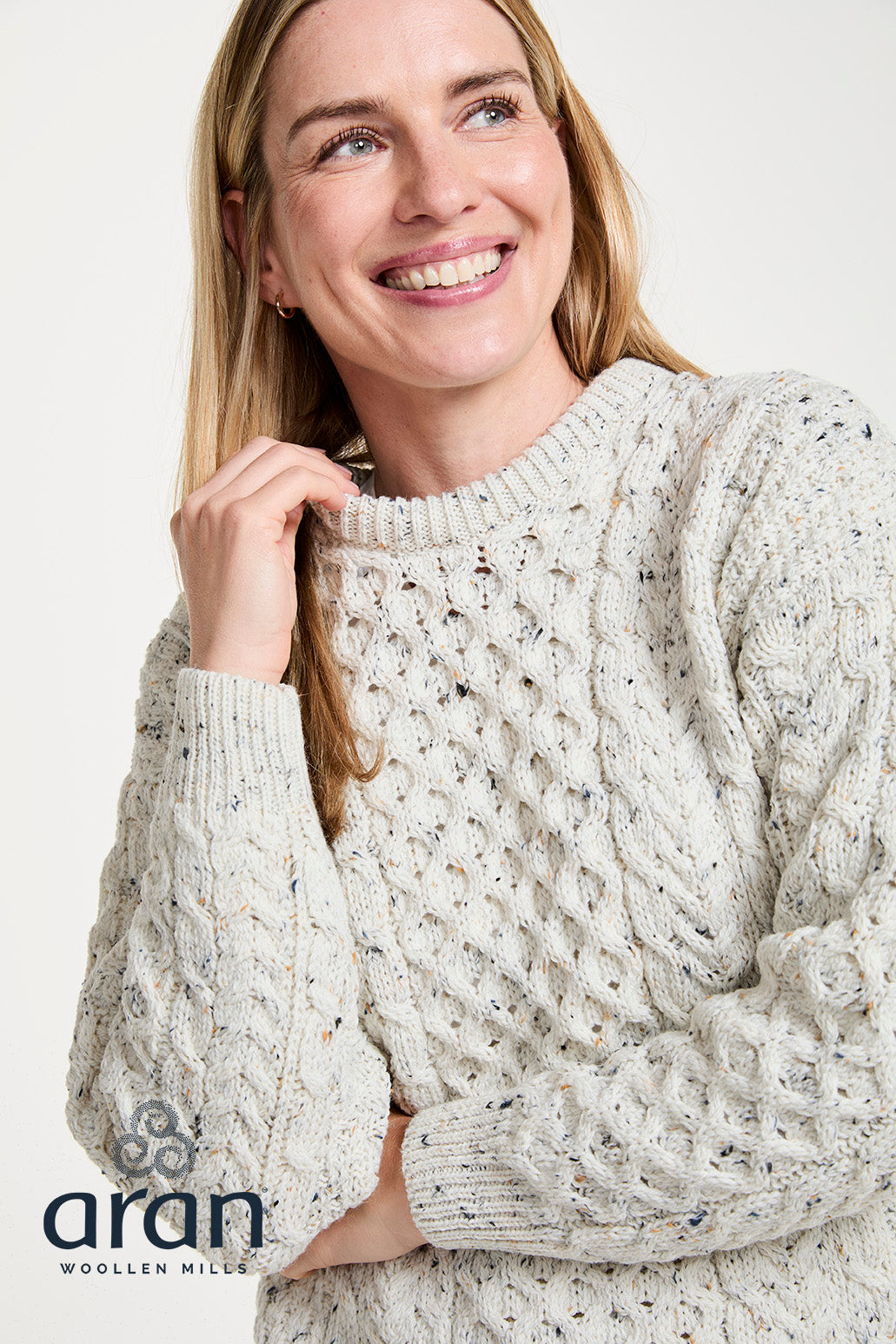 Traditioneller Aran Pullover – Unisex - 100% Merinowolle