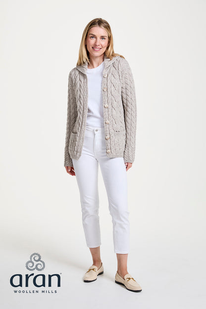 Supersofte Aran Strickjacke aus Merinowolle – Oat