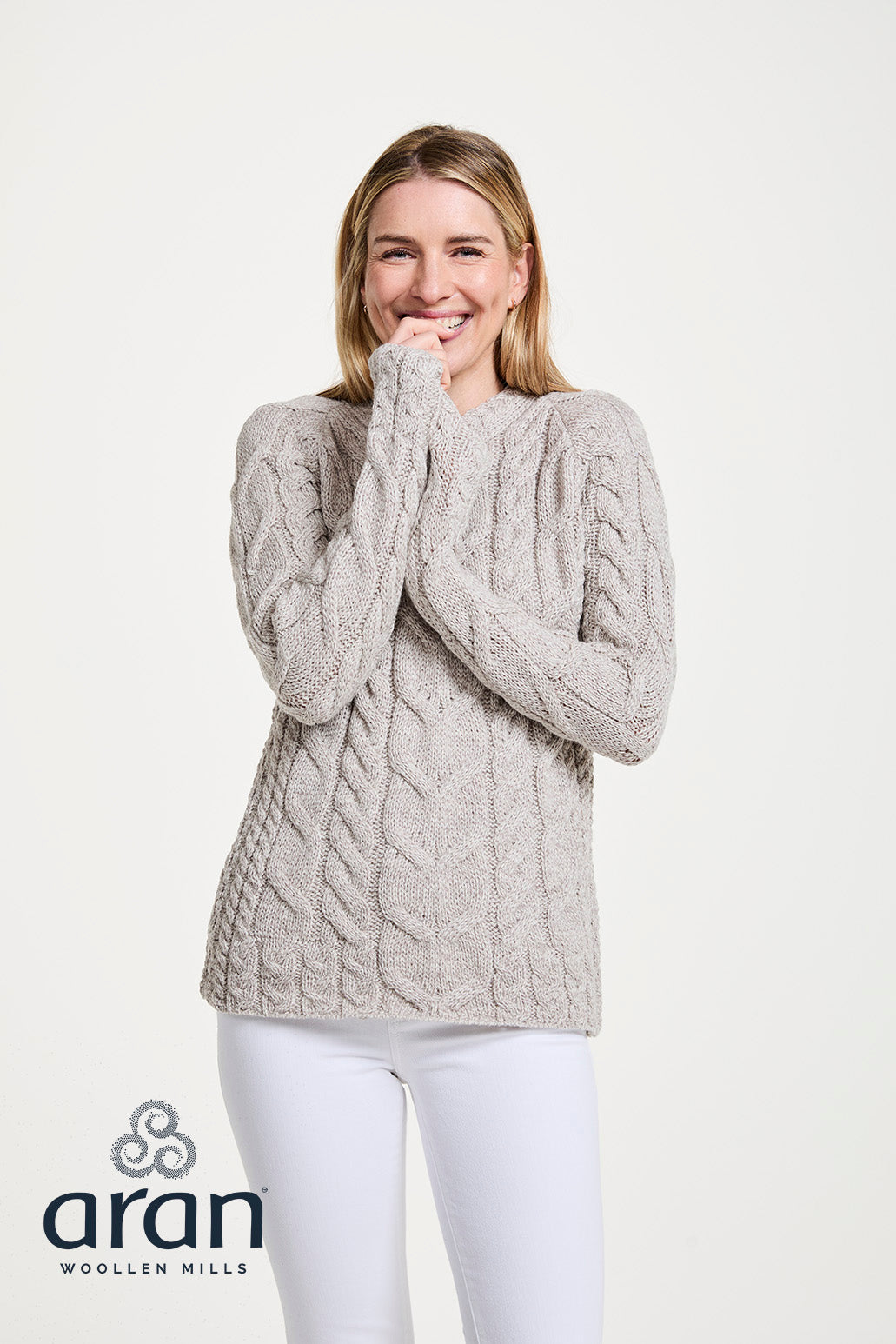 Superweicher Aran-Pullover mit Raglanärmeln