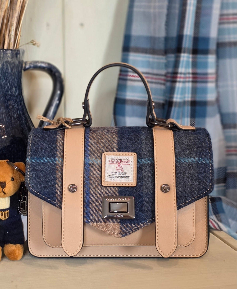 The Mini Satchel Navy-Beige Tartan