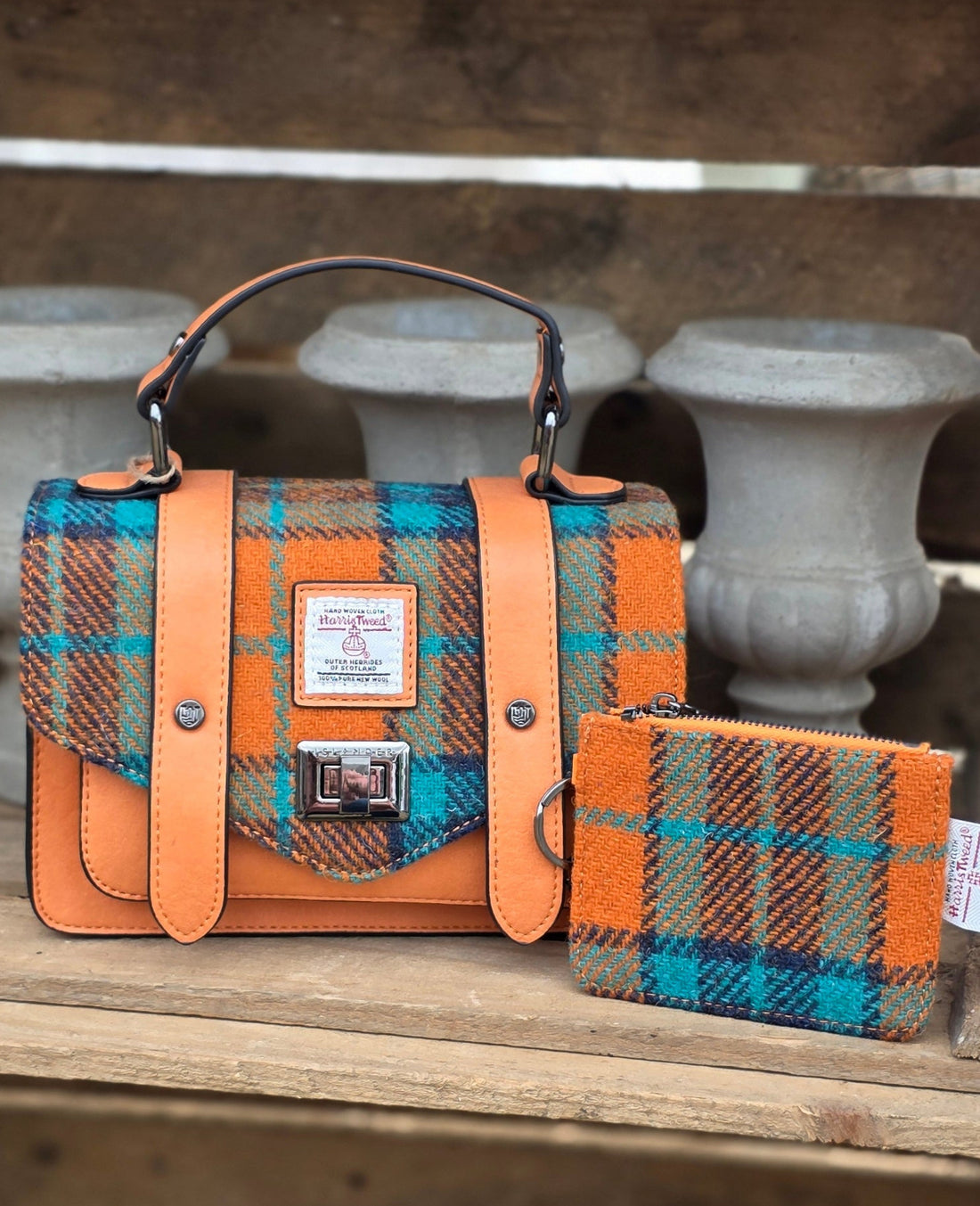 The Mini Satchel Orange Tartan