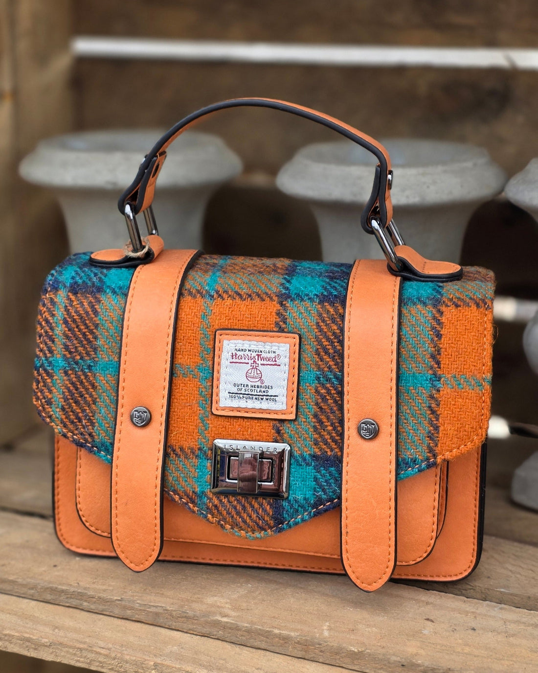 The Mini Satchel Orange Tartan