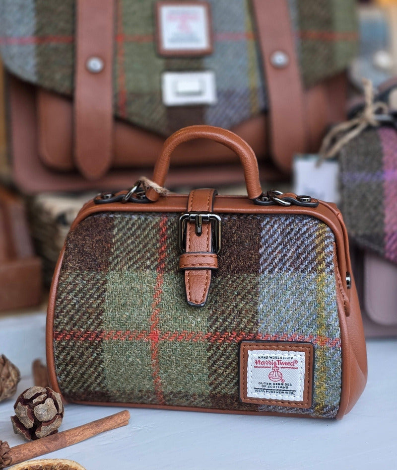 The Mini Doctor Bag Chestnut Blue Tartan