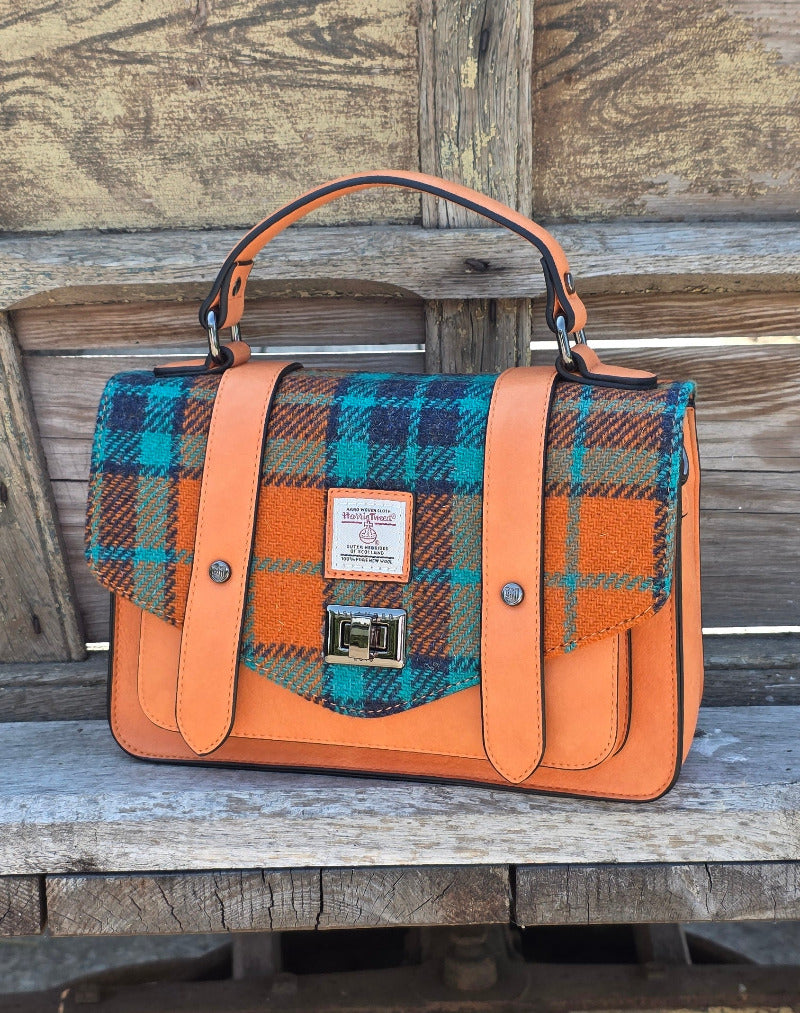 The Medium Satchel Orange Tartan