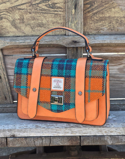 The Medium Satchel Orange Tartan