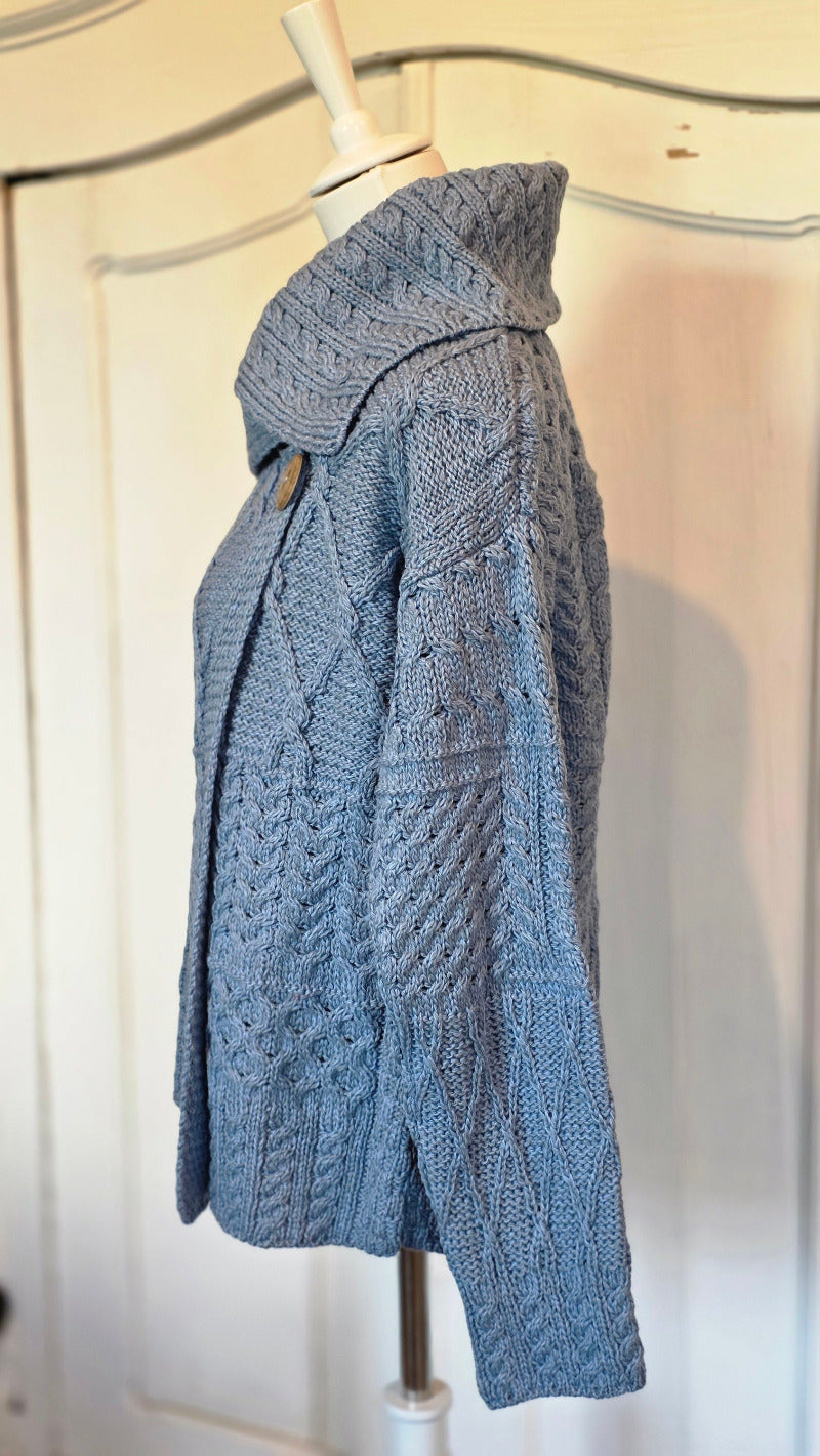 Damen Merino Cardigan mit Knopf und großem Kragen