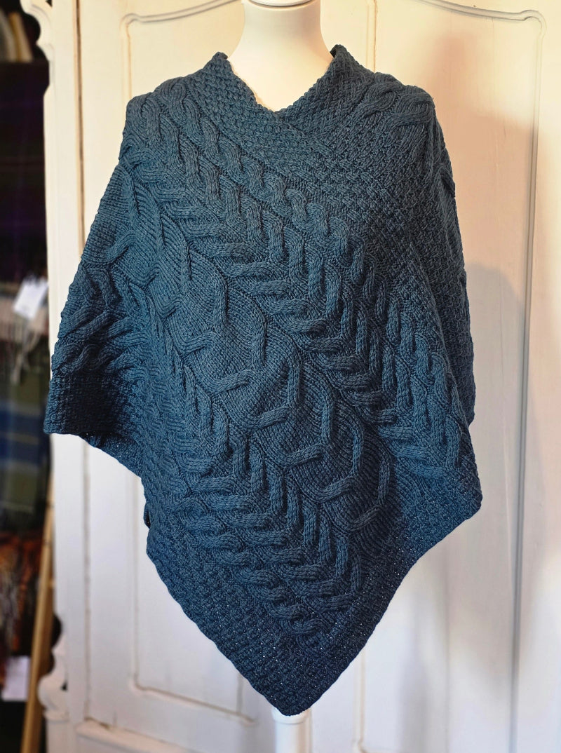 Aran Poncho Irish Sea