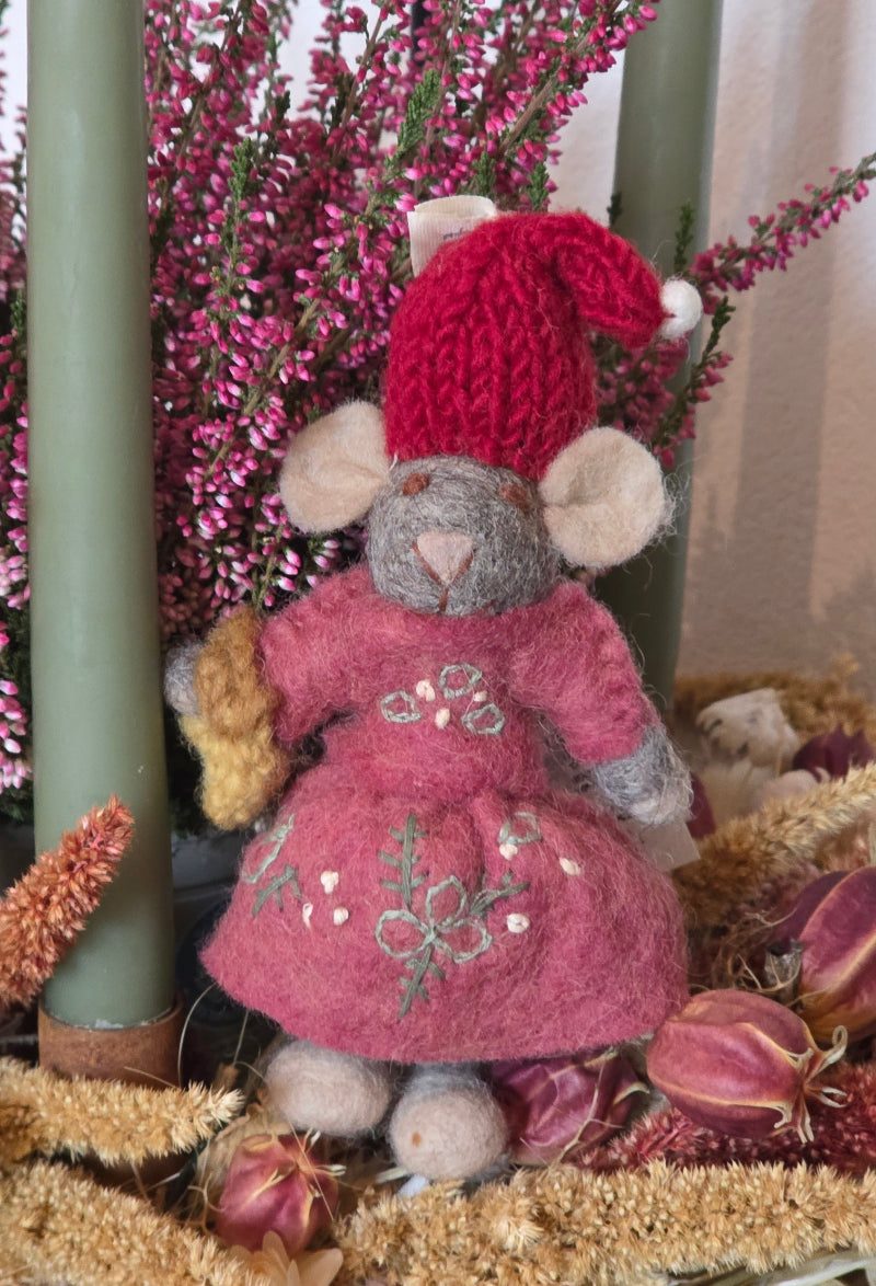 Weihnachtsmaus mit Handtasche – Rosa