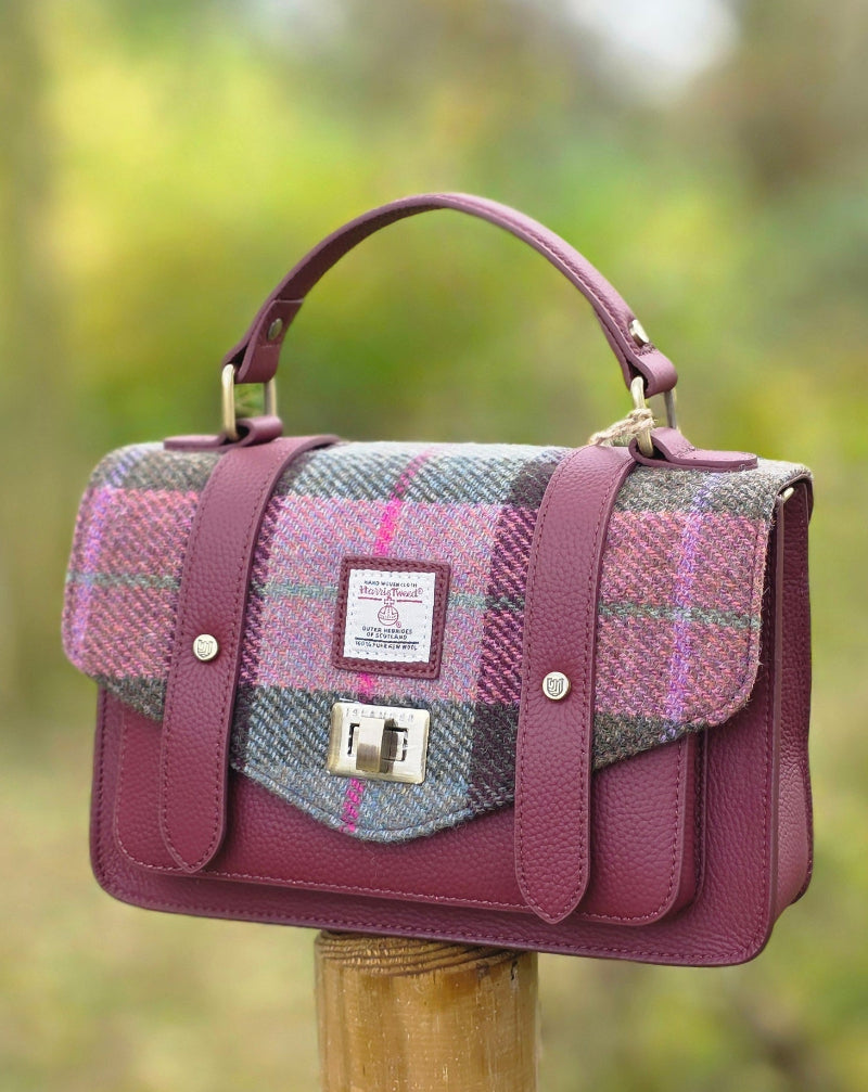 The Medium Satchel Leather Pink &amp; Green