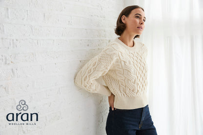 Moderner Zopfpullover in verkürzter Länge - Supersoft Merino