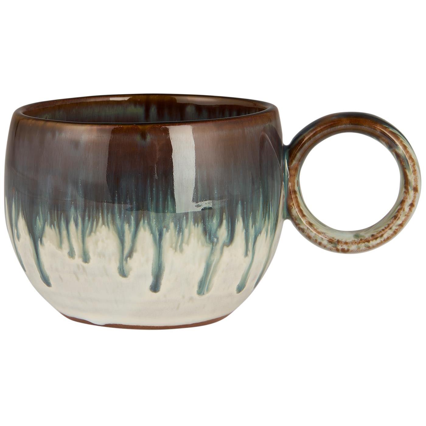 Tasse Vallvik erdig mit blauer Laufglasur