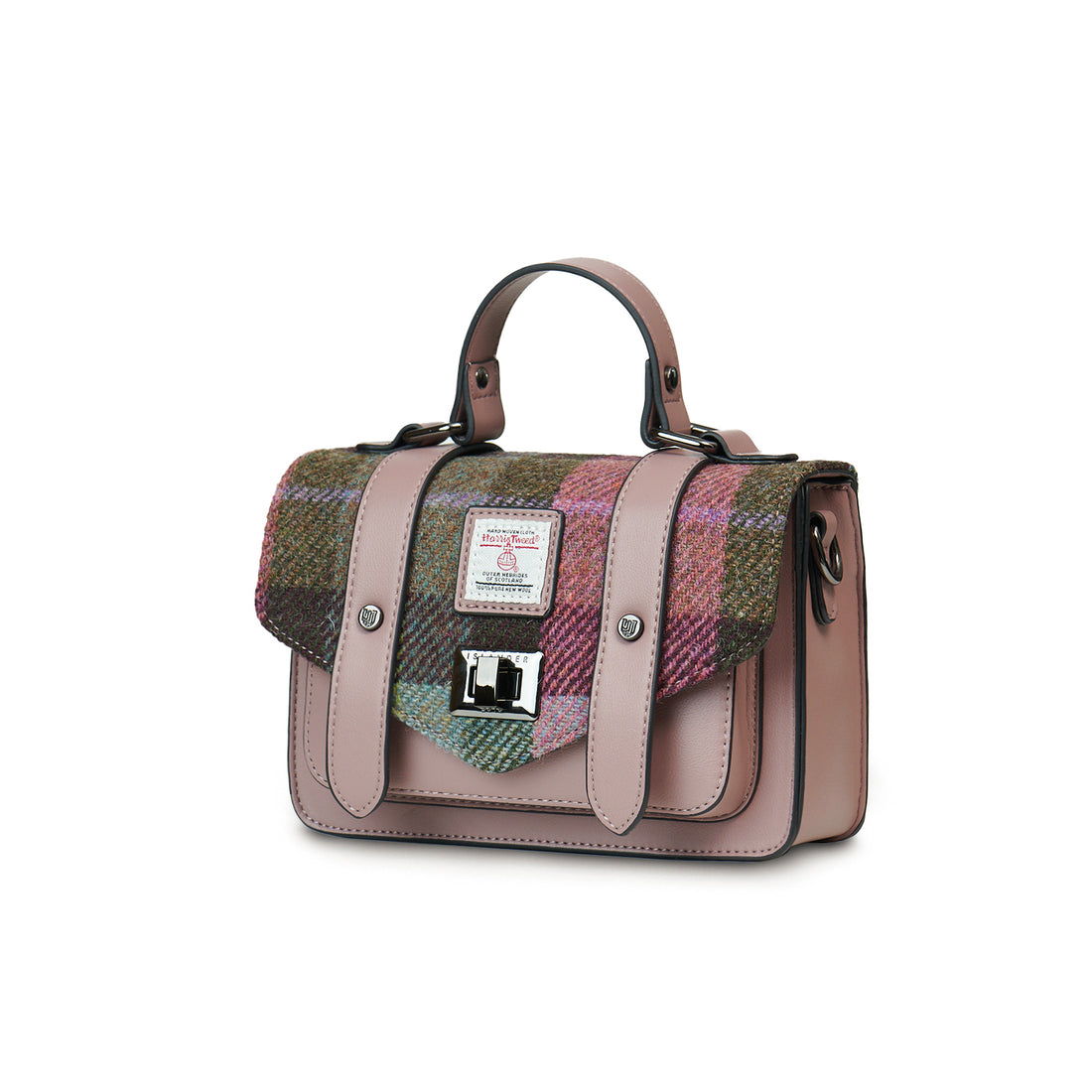 The Medium Satchel Pink and Green Tartan