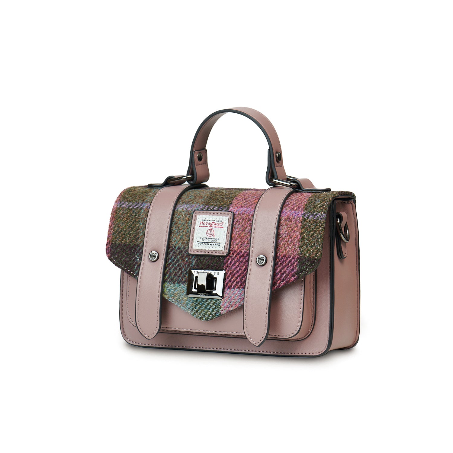 The Medium Satchel Pink and Green Tartan