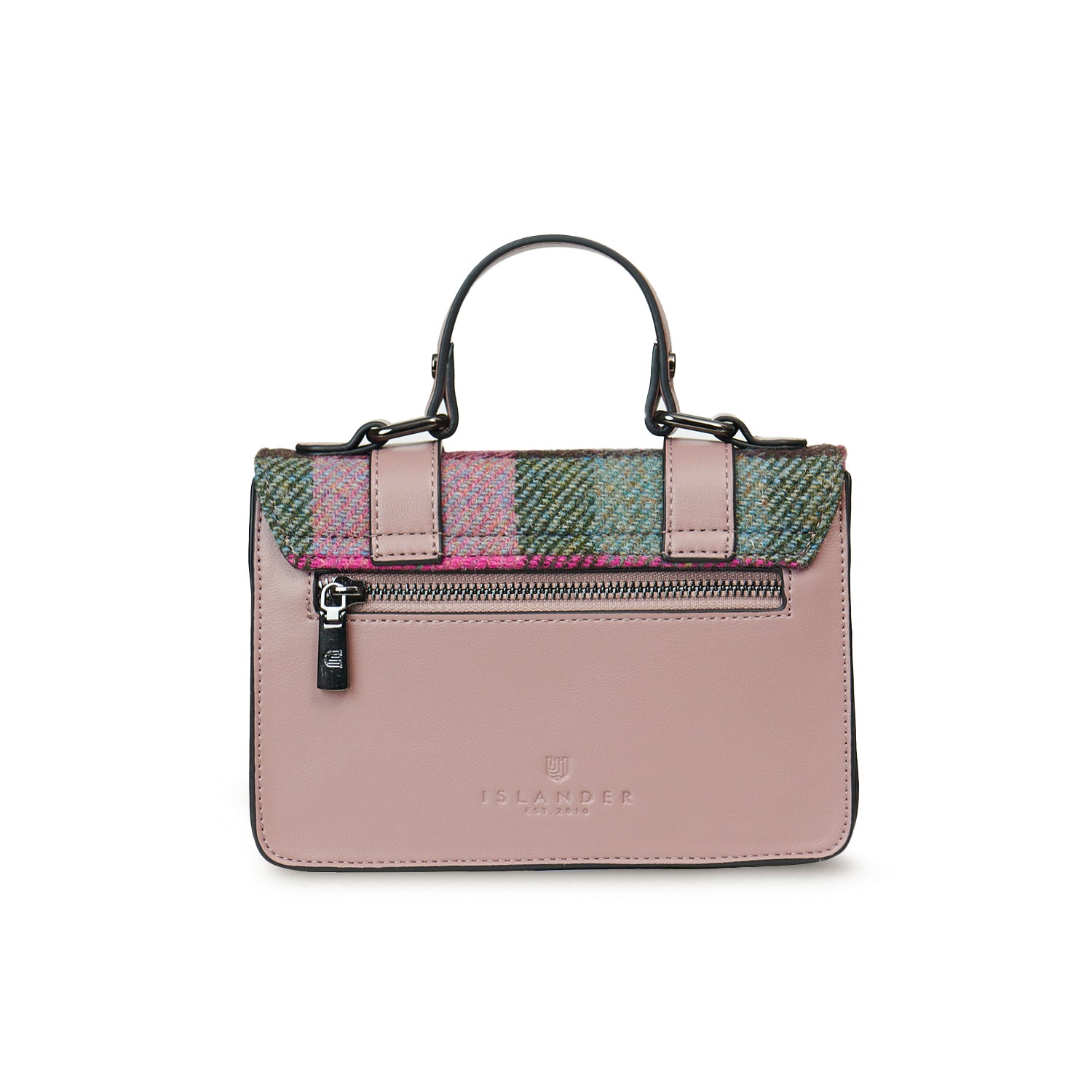 The Medium Satchel Pink and Green Tartan