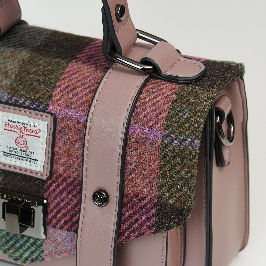 The Medium Satchel Pink and Green Tartan