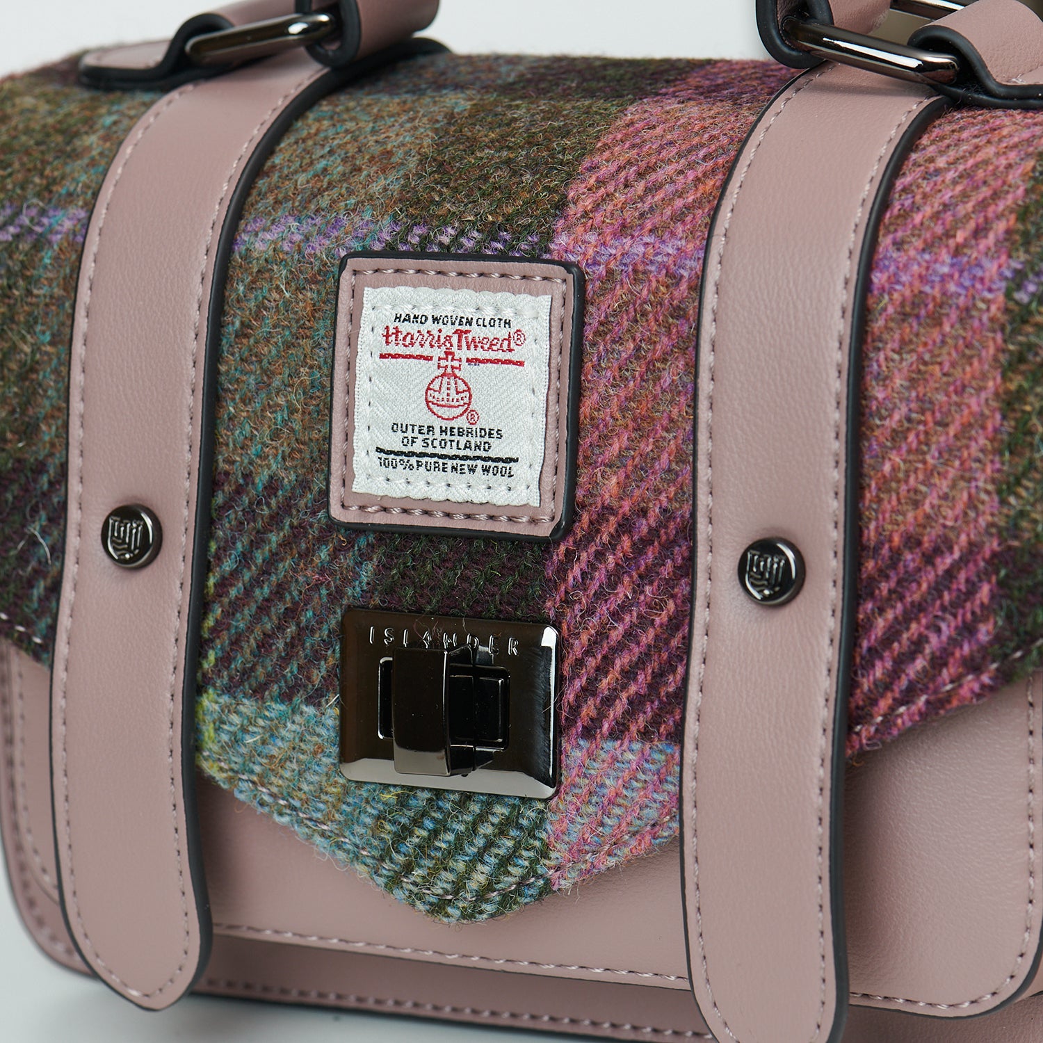 The Medium Satchel Pink and Green Tartan