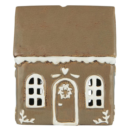 Teelichthaus Gingerbread mit Türkranz