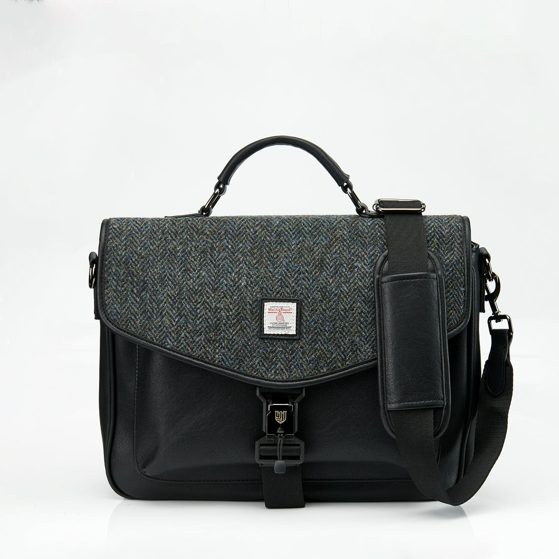 Die Laptop Tasche - Black and Grey Herringbone