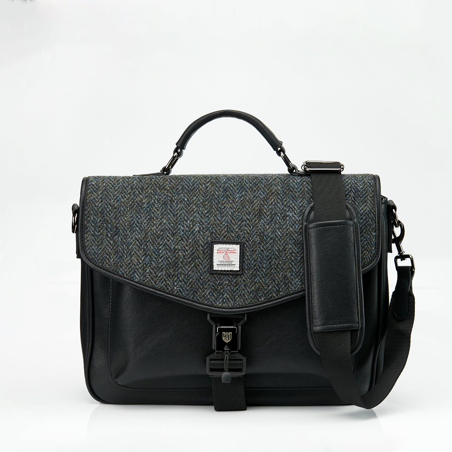Die Laptop Tasche - Black and Grey Herringbone