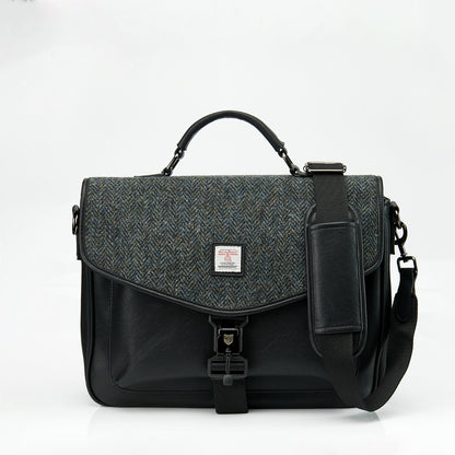 Die Laptop Tasche - Black and Grey Herringbone