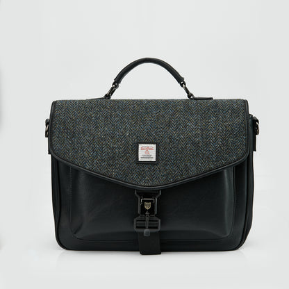 Die Laptop Tasche - Black and Grey Herringbone