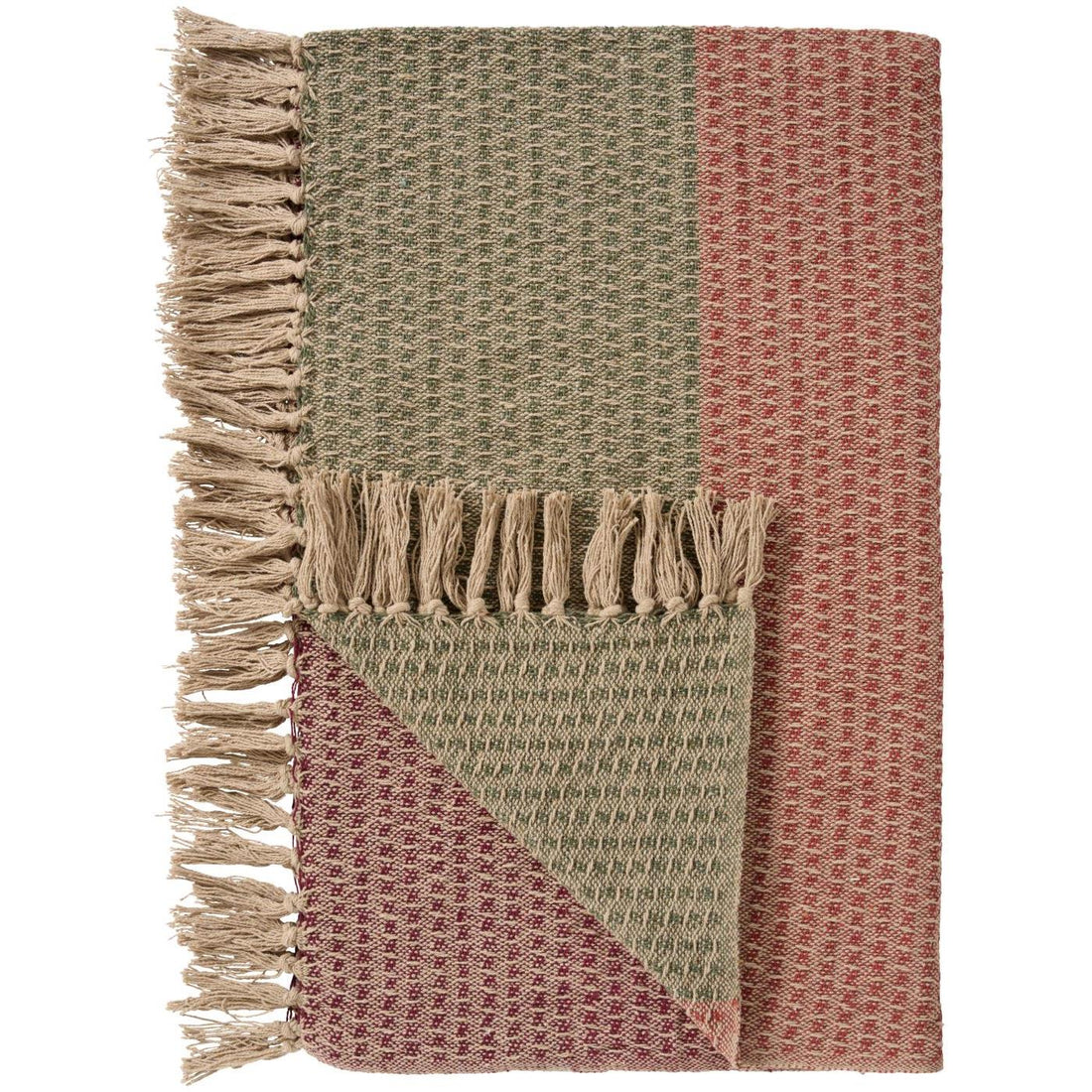 Plaid in warmen Naturtönen – Grün, Rost &amp; Bordeaux