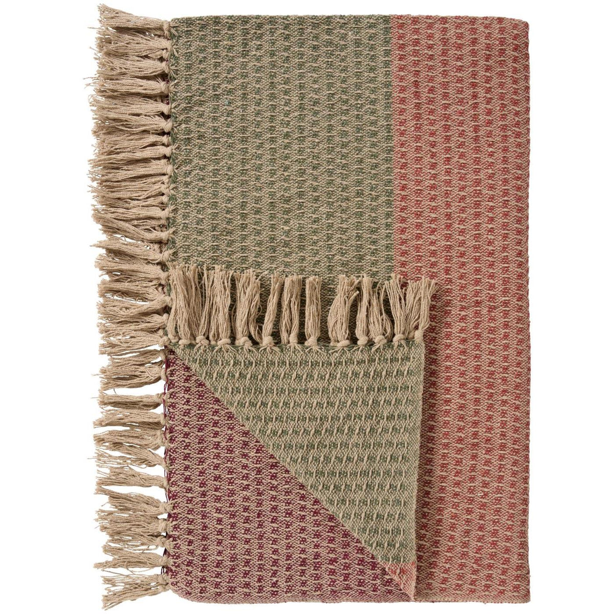 Plaid in warmen Naturtönen – Grün, Rost &amp; Bordeaux