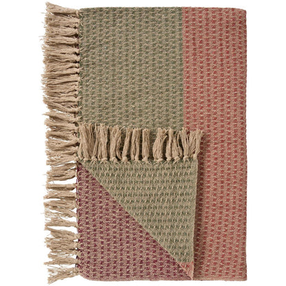 Plaid in warmen Naturtönen – Grün, Rost &amp; Bordeaux