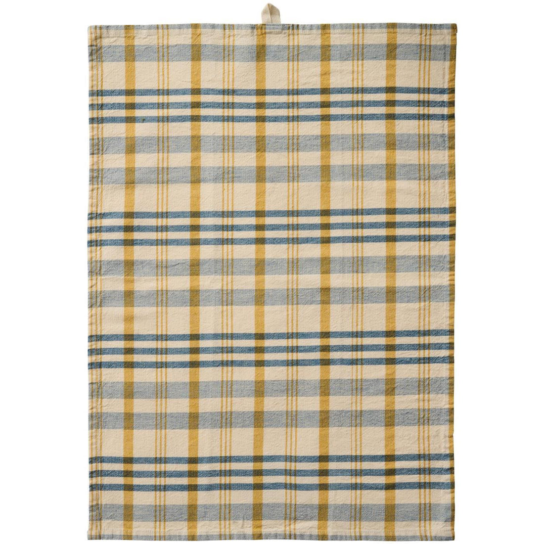 Geschirrtuch Mikkel natur mit blauen und mustard Streifen