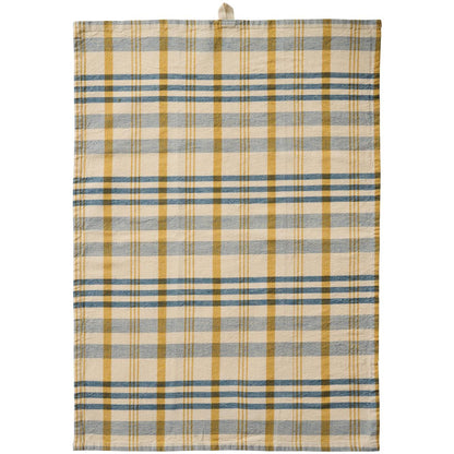 Geschirrtuch Mikkel natur mit blauen und mustard Streifen